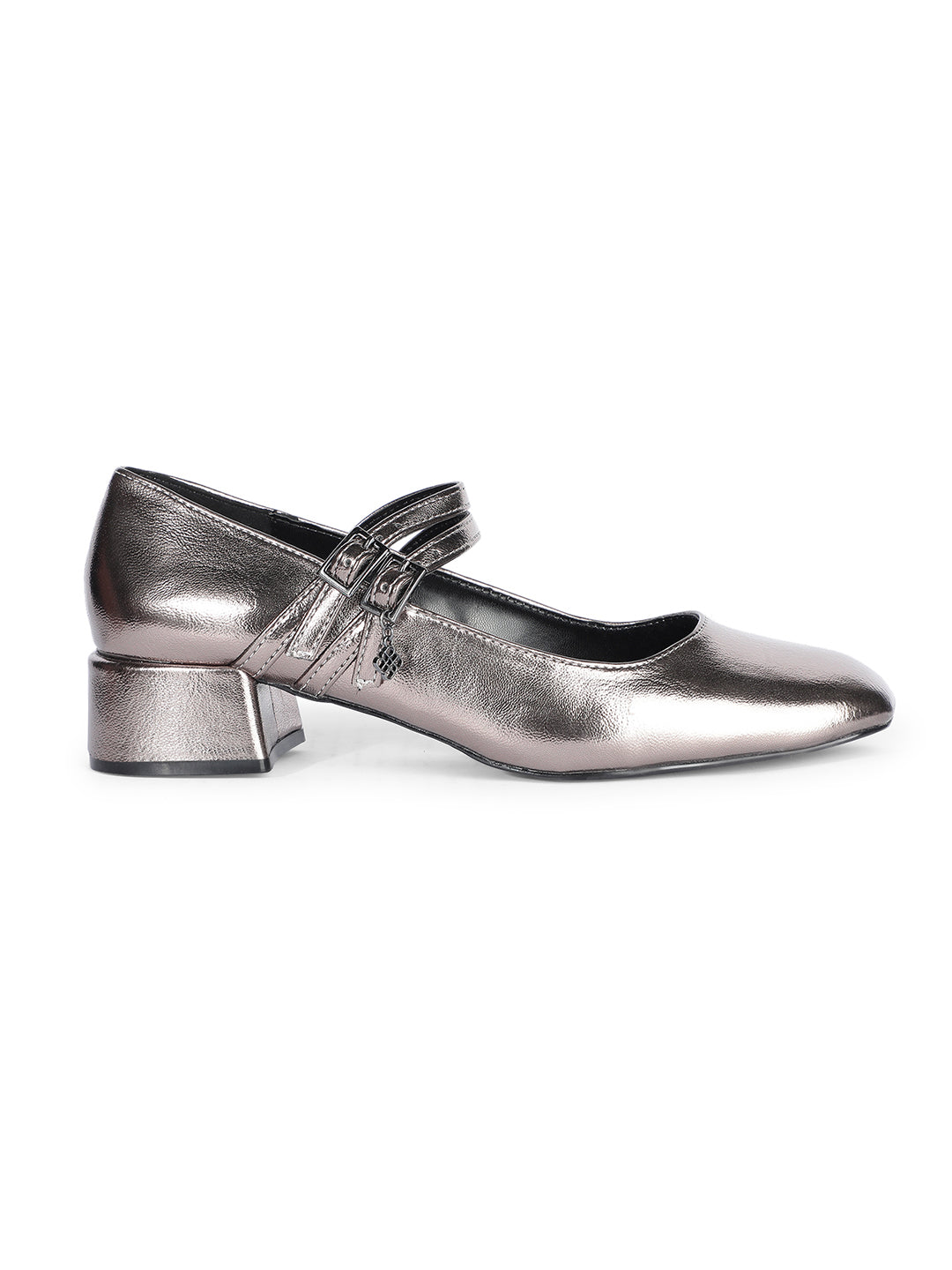 Bata Women Gunmetal Pointed-Toe Block Heel Mary Jane - Gunmetal - View 2