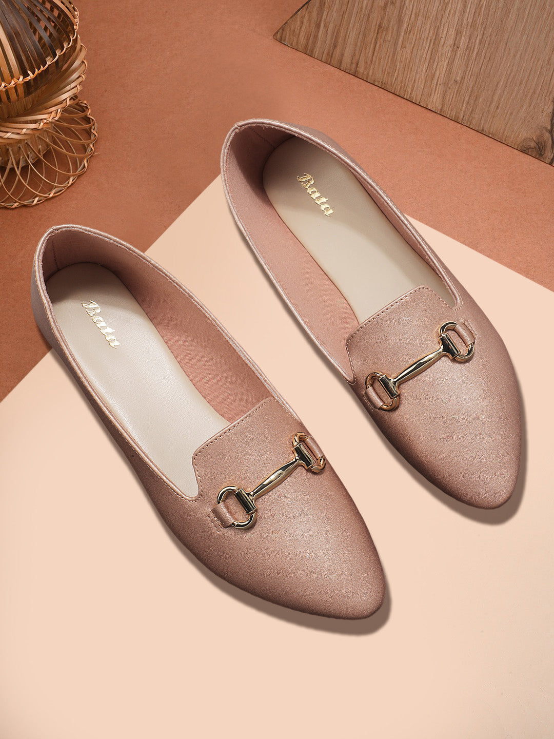 Bata Women Rose Gold Casual Ballet Flat - Rose Gold - View 6