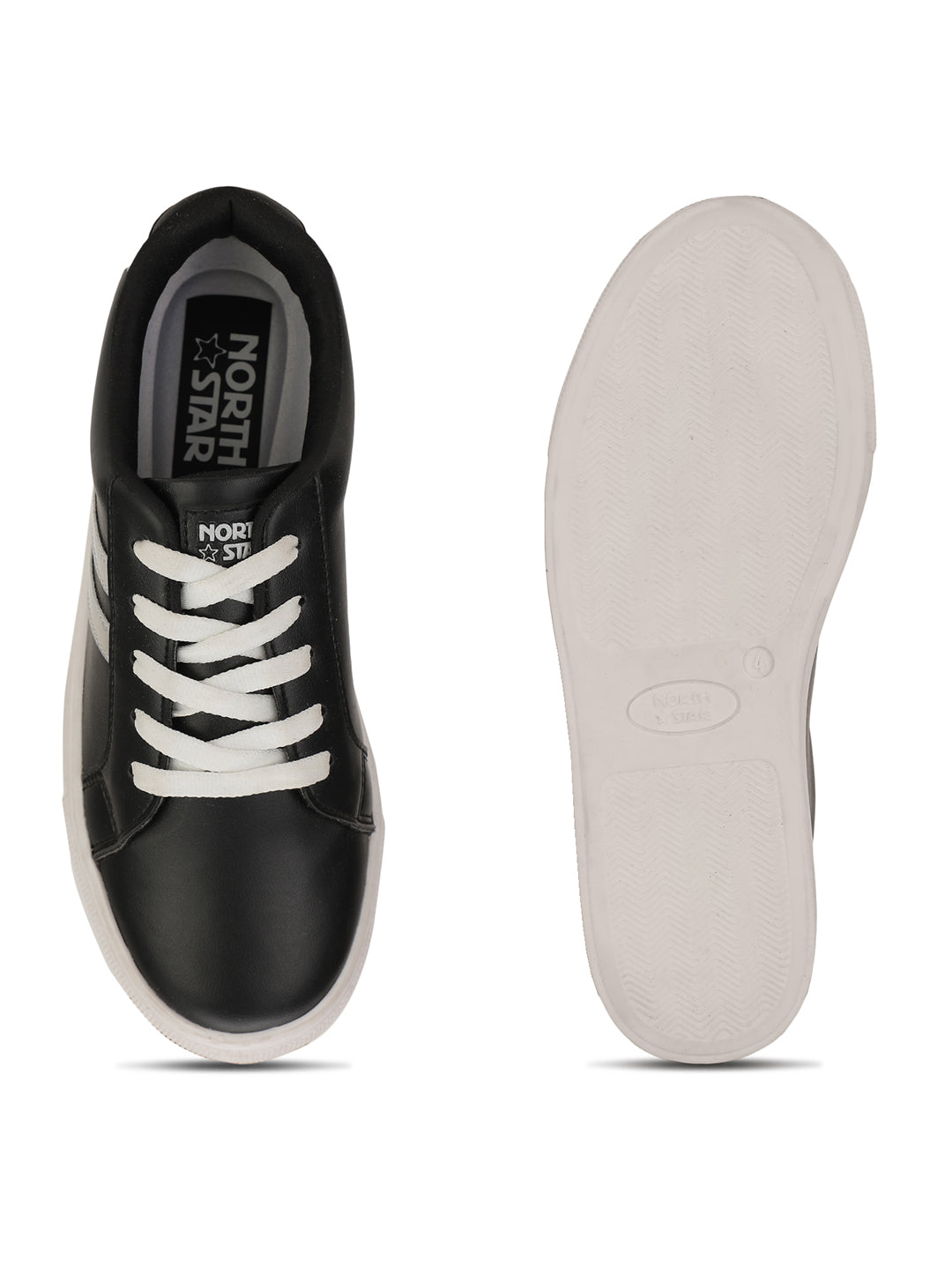 North Star Women Black Casual Lace-up Sneakers - Black - View 4