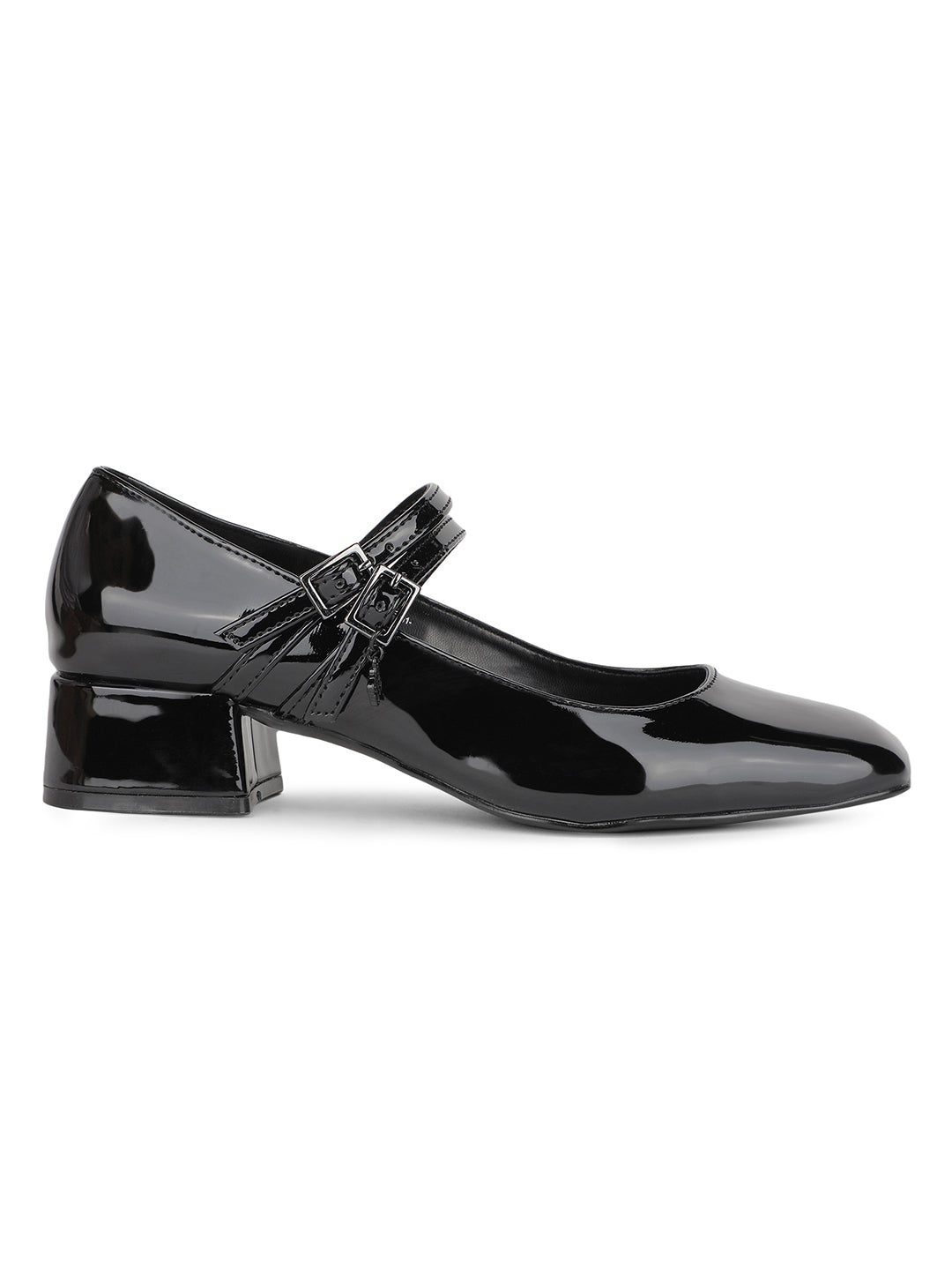 Bata Women Black Square Toe Block Heel Mary Jane - Black - View 2