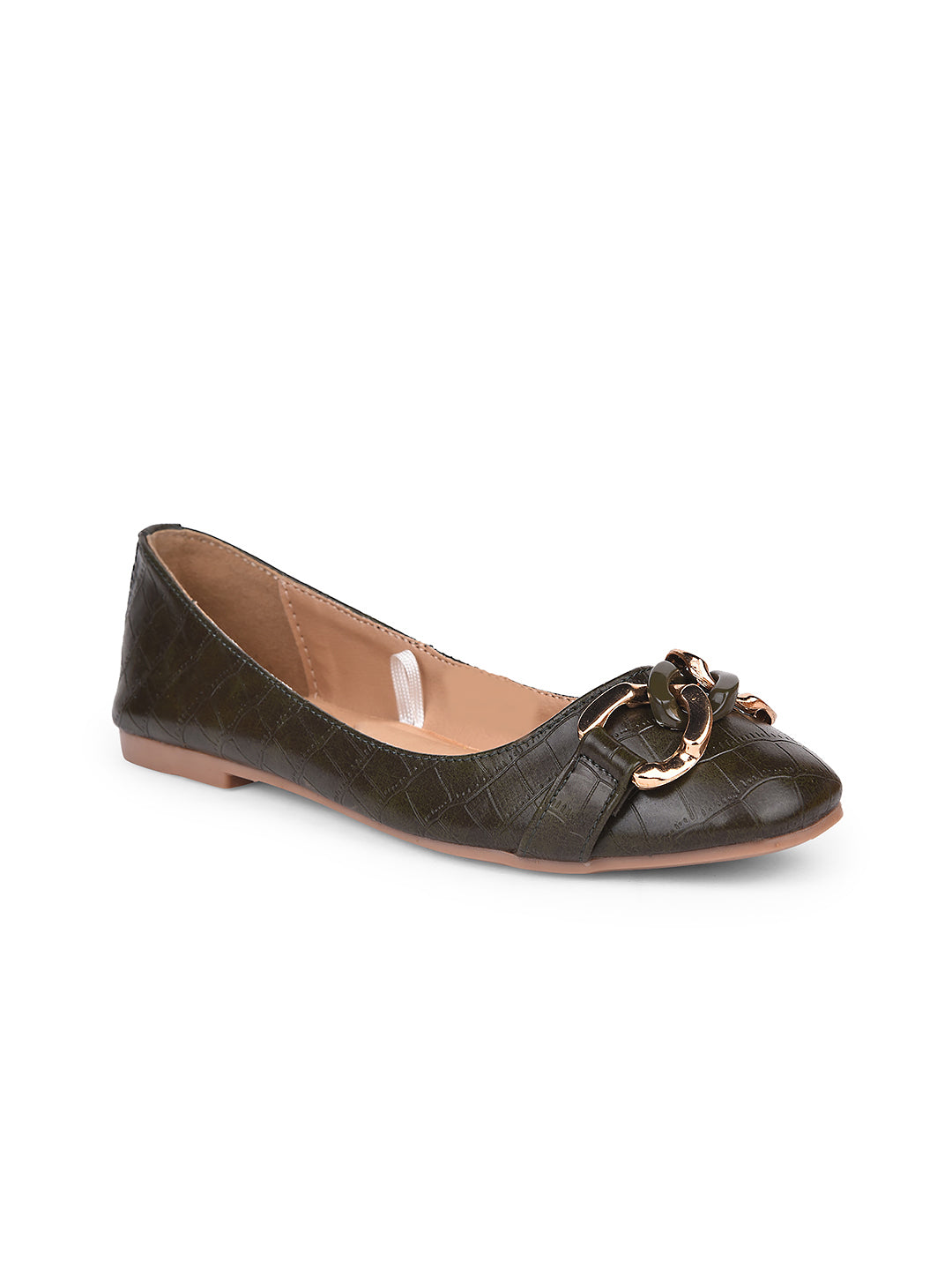 Bata Women Dark Green Casual Ballet Flat - Dark Green - View 1