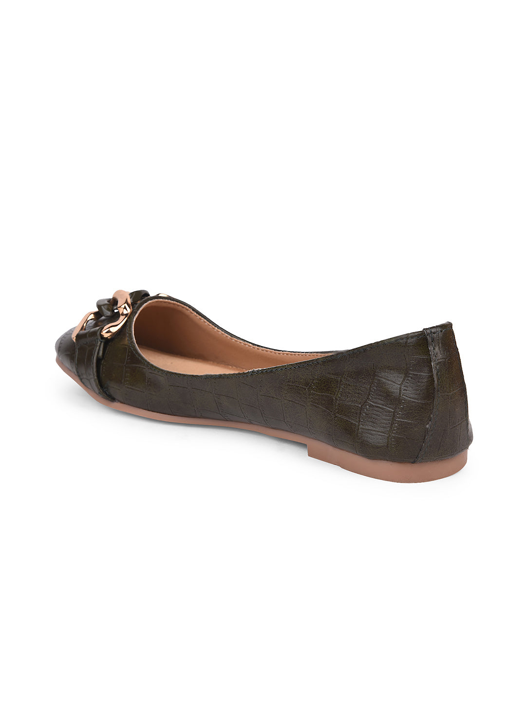 Bata Women Dark Green Casual Ballet Flat - Dark Green - View 3
