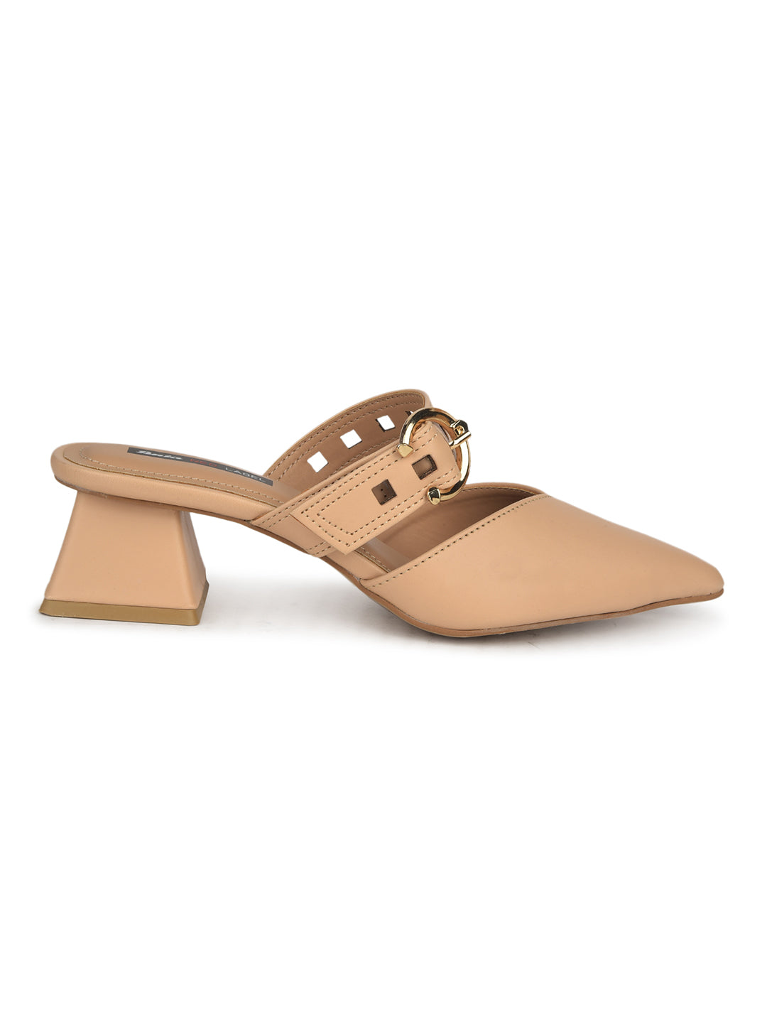 Bata Women Pointed Toe Block Heel Mule Sandal - Beige - View 2