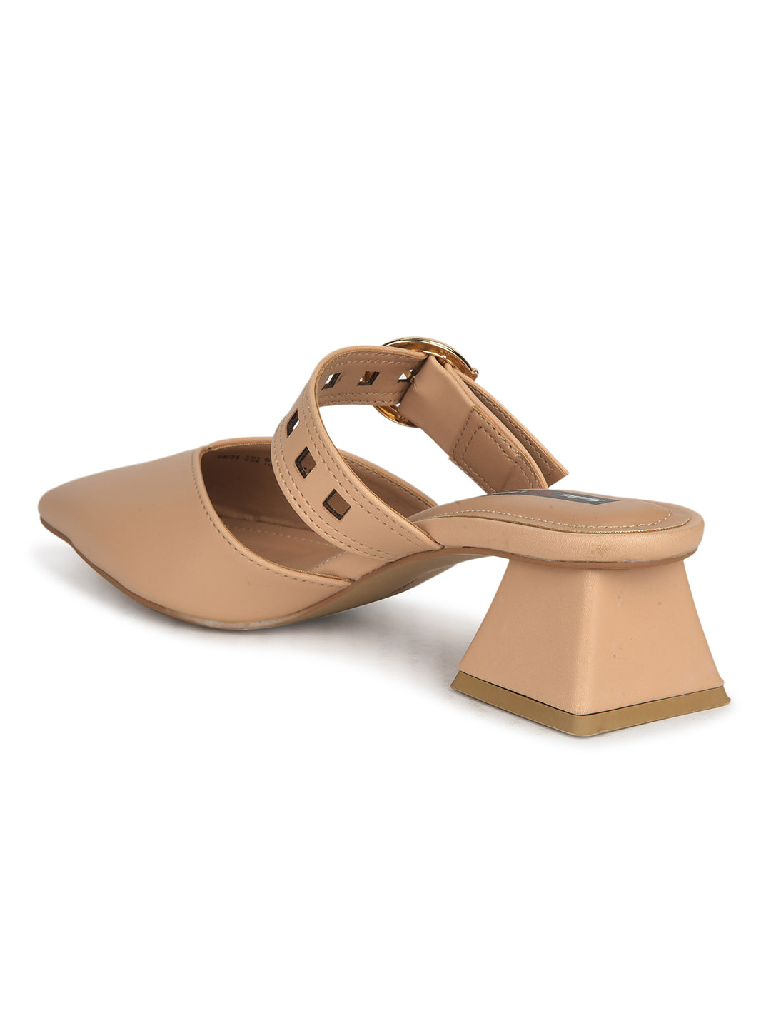 Bata Women Pointed Toe Block Heel Mule Sandal - Beige - View 3