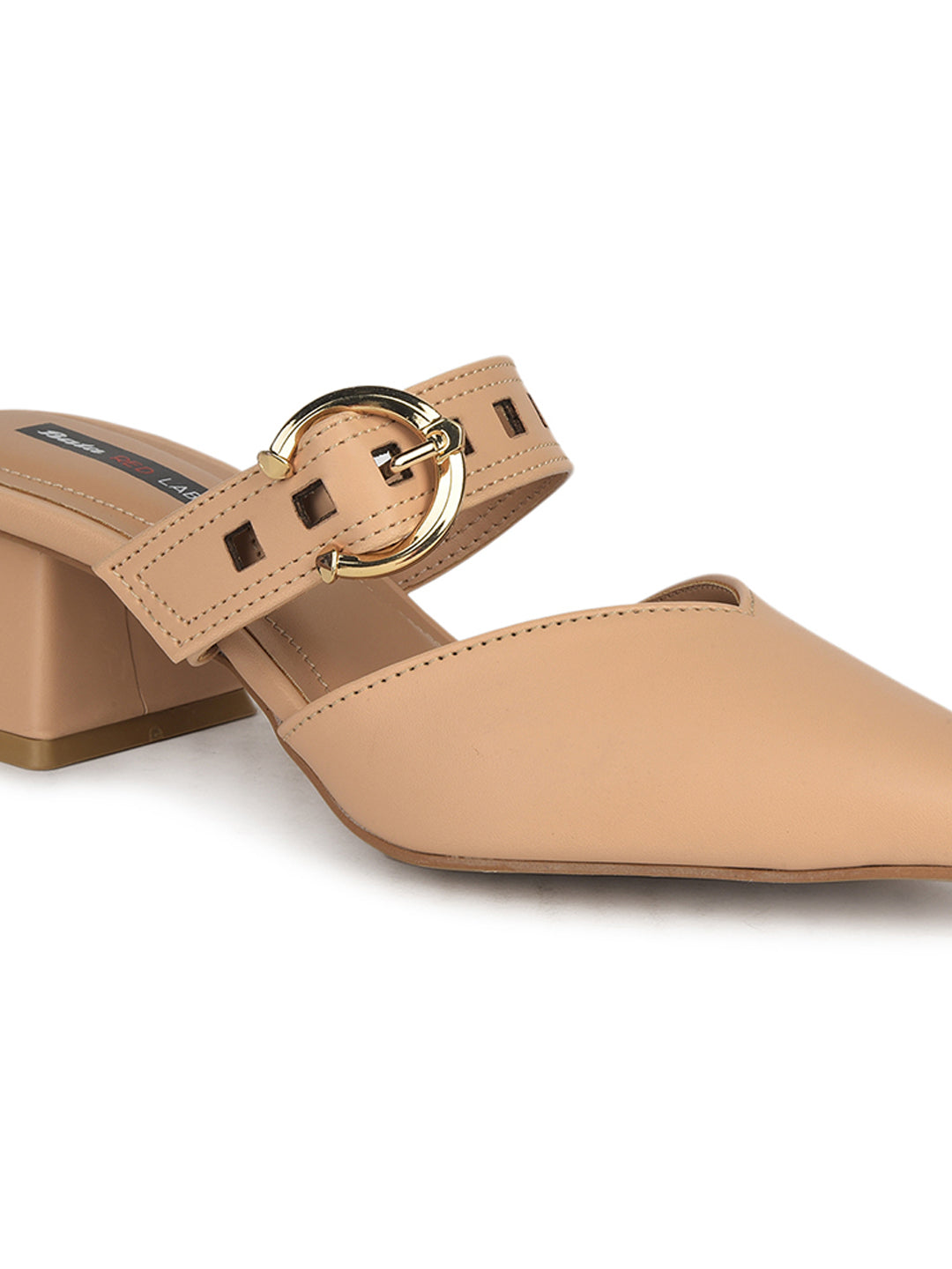 Bata Women Pointed Toe Block Heel Mule Sandal - Beige - View 5