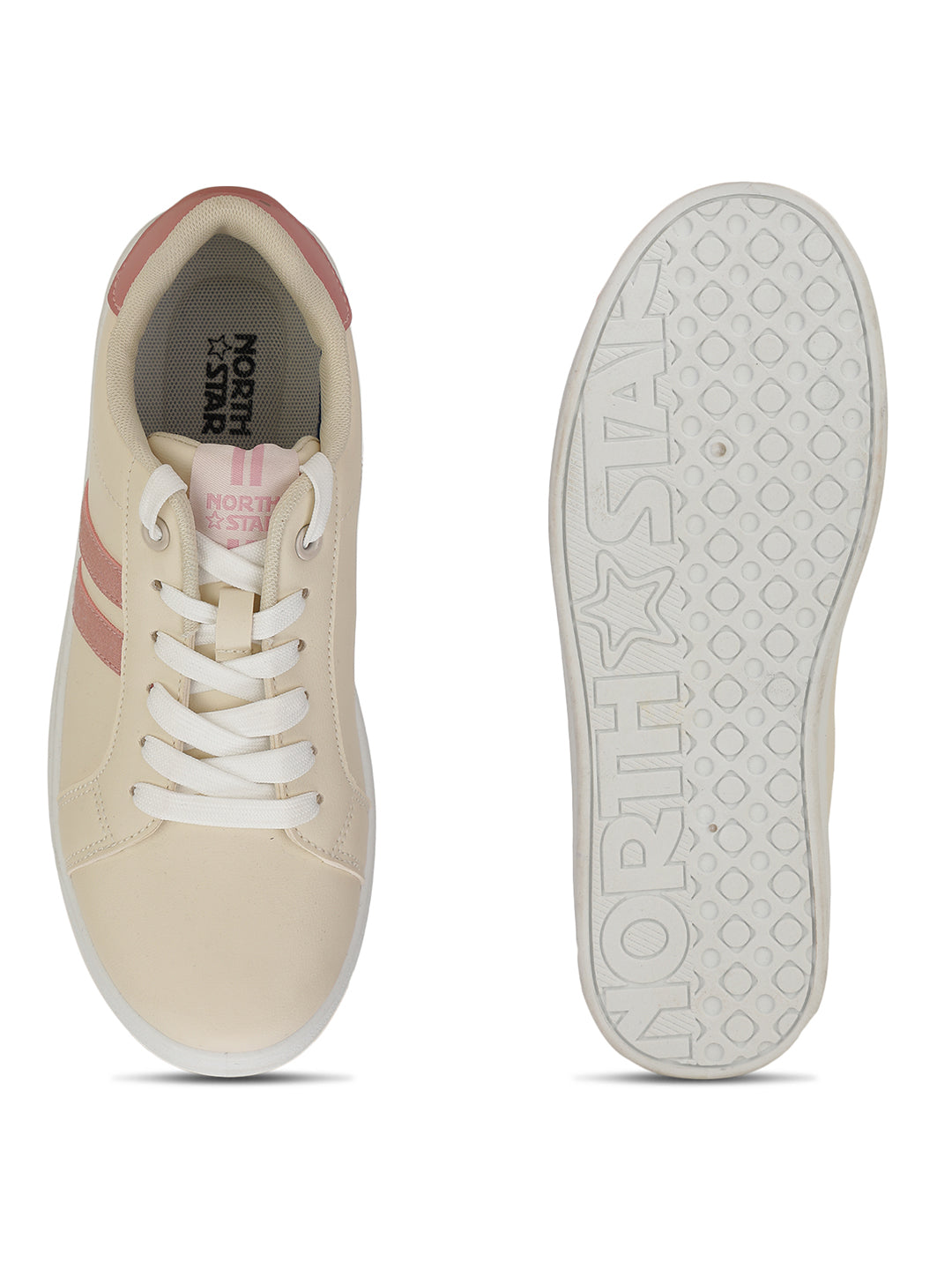 North Star Women Beige Casual Lace-up Sneakers - Beige - View 4