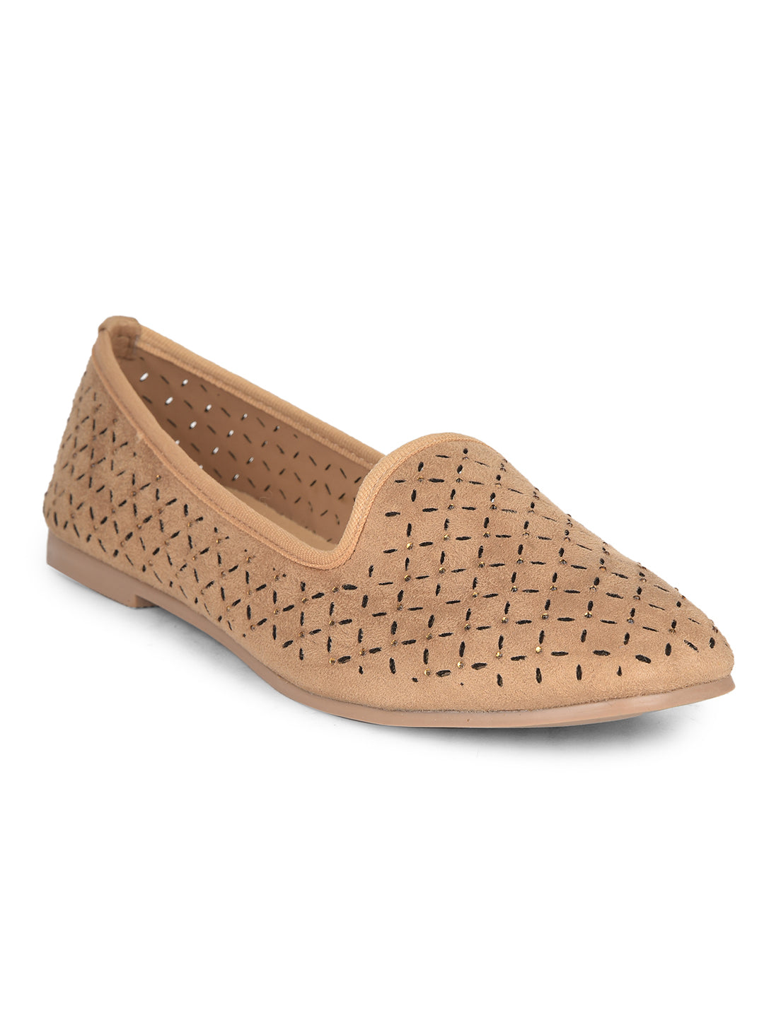 Bata Women's Beige Flat Ballerina Shoes - Beige