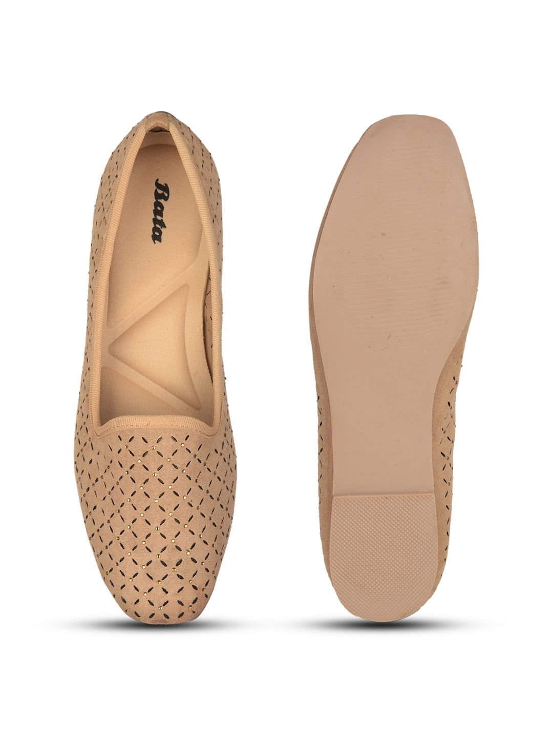 Bata Women's Beige Flat Ballerina Shoes - Beige