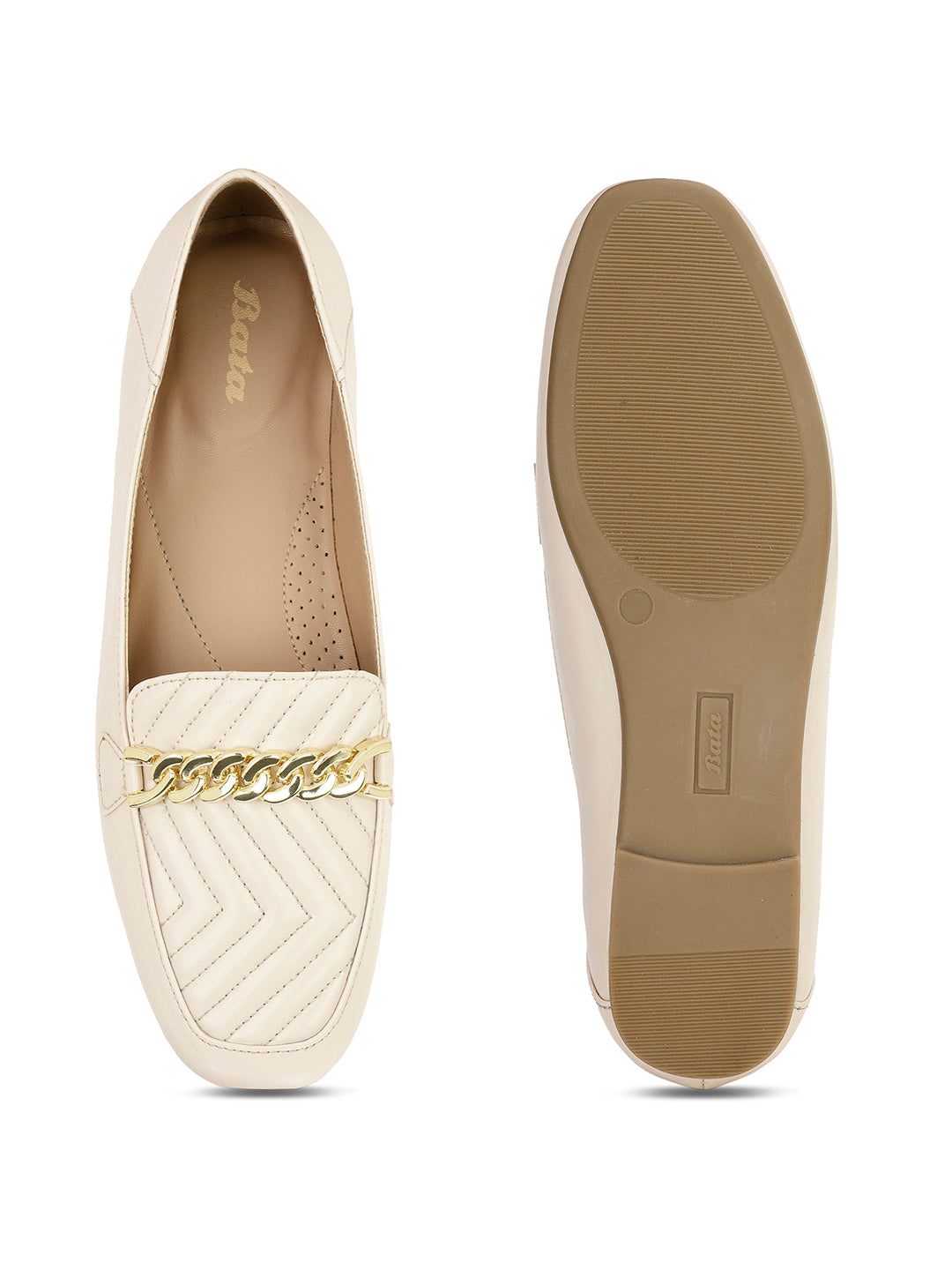 Bata Women Beige Casual Slip-on Loafers - Beige - View 4