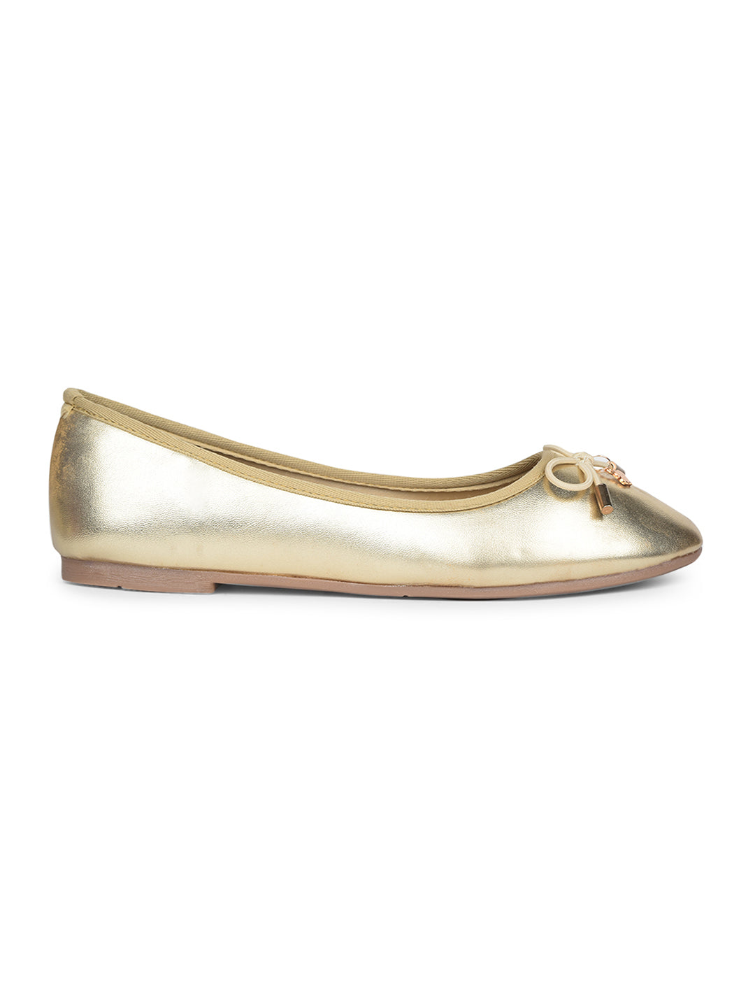 Bata Women Gold Casual Ballet Flat - Gold - View 2