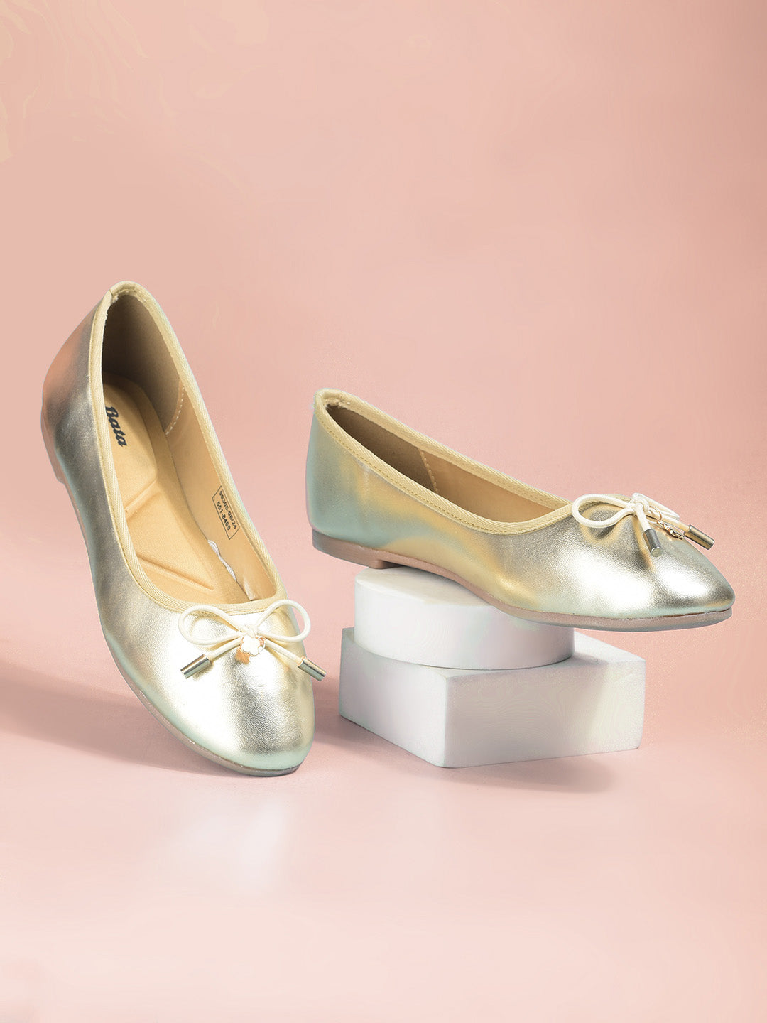 Bata Women Gold Casual Ballet Flat - Gold - View 6