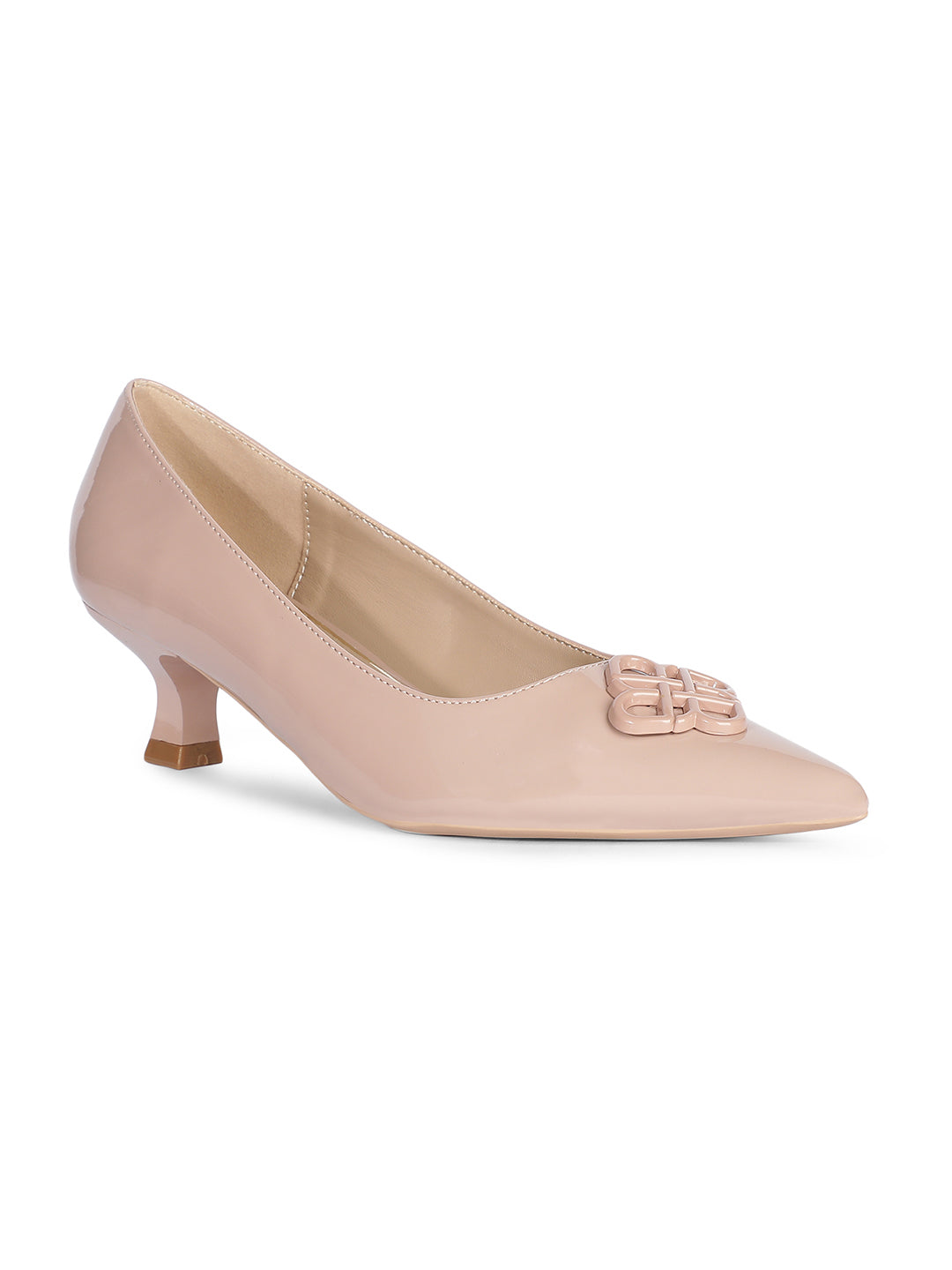 Bata Women Beige Pointed-Toe Kitten Heel Pump - Beige - View 1