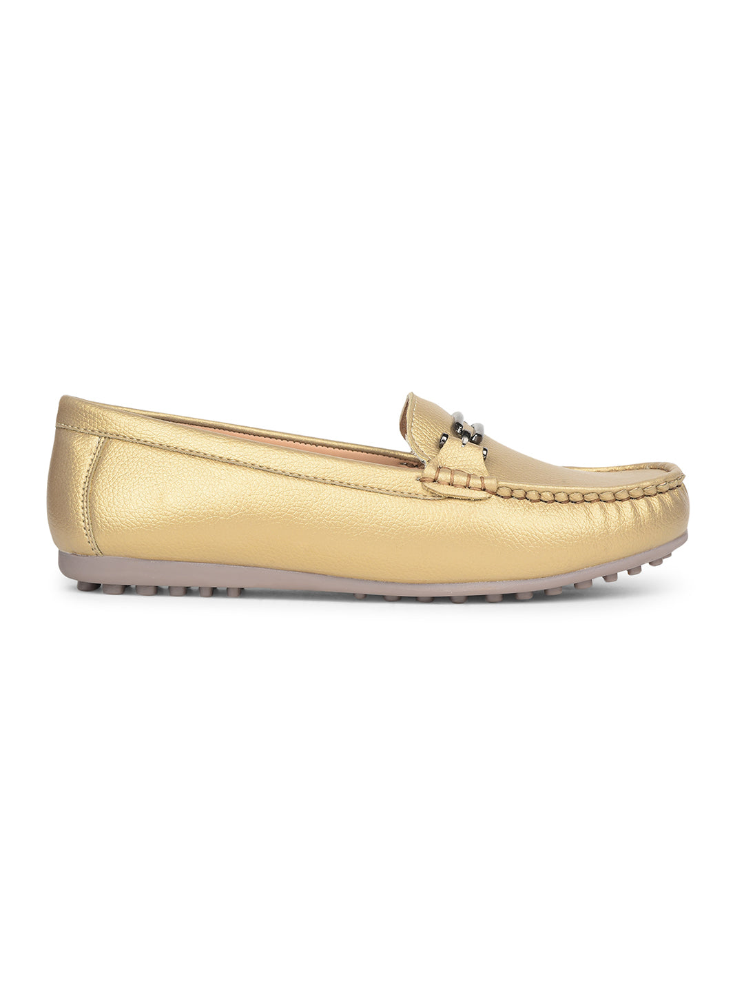 Bata Women Gold Casual Slip-on Loafers - Gold - View 2