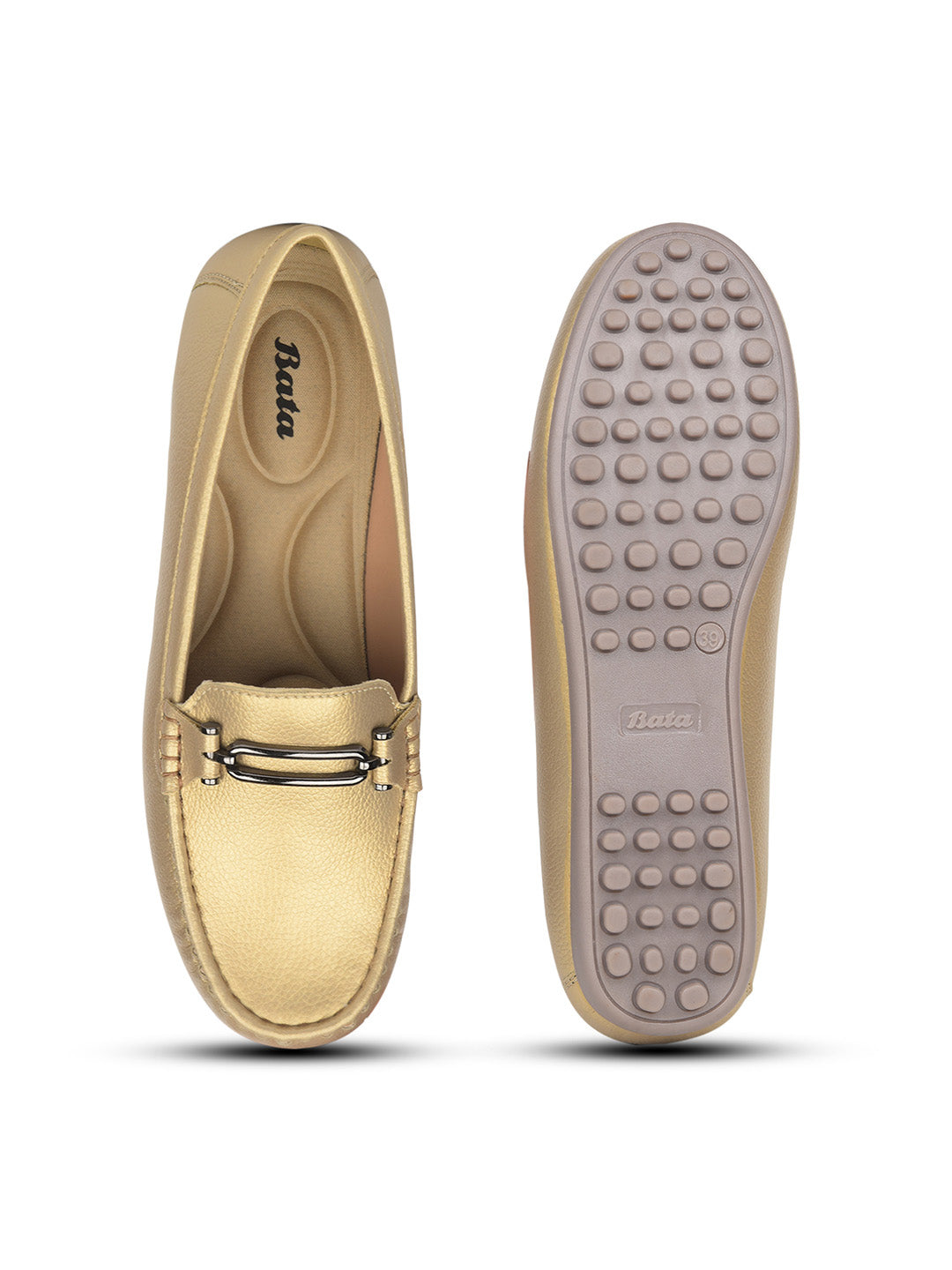 Bata Women Gold Casual Slip-on Loafers - Gold - View 4