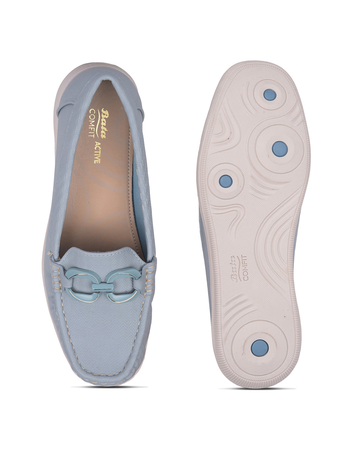 Bata Comfit Women Light Blue Casual Slip-on Moccassins - Light Blue - View 4