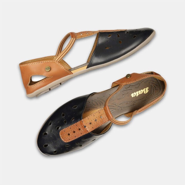 Bata Women's Blue Flat Ballerina Shoes Bata