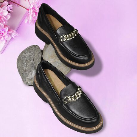 Hush Puppies Women Black Casual Slip-on Loafers