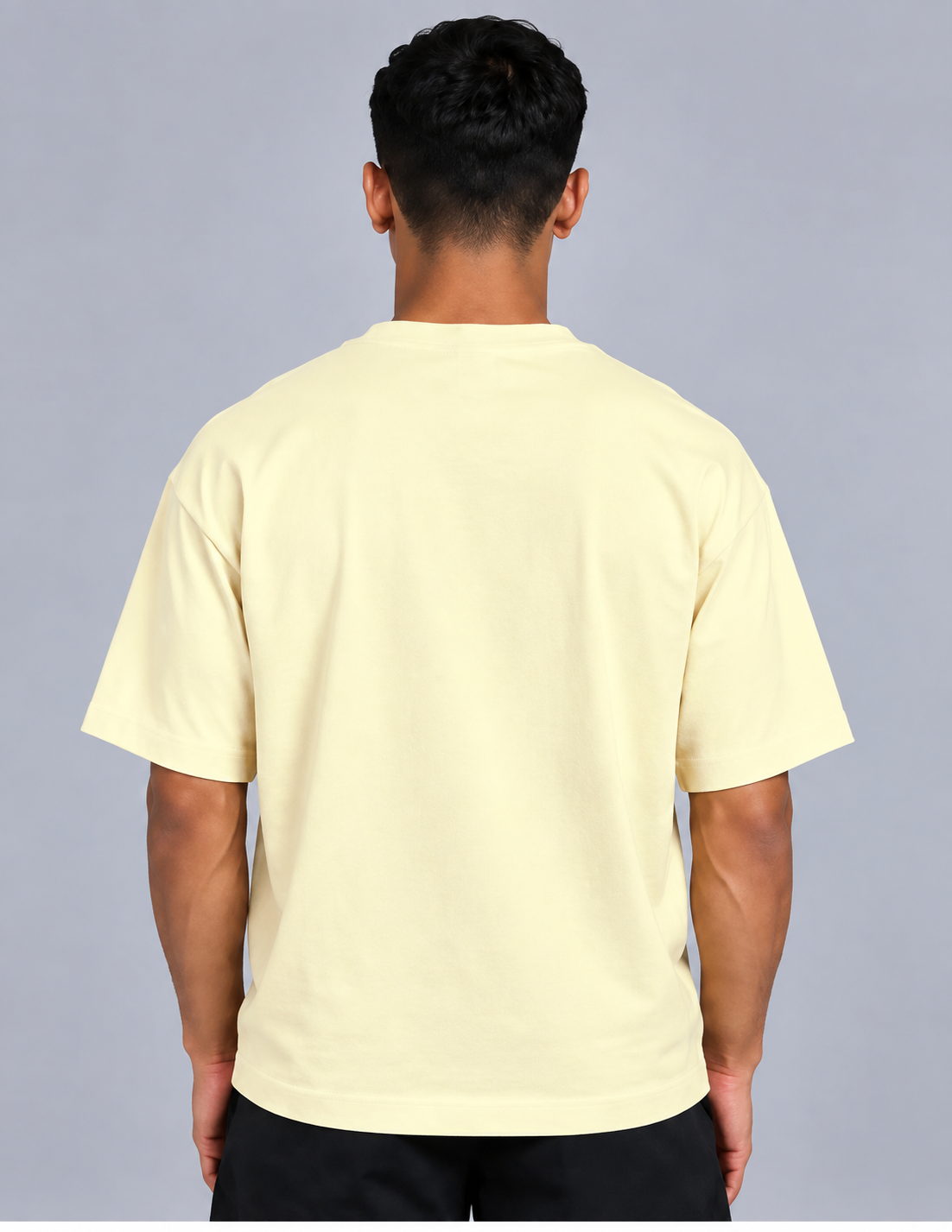 HUSTLE Essentials Men's Oversized T-Shirt | Off White | Embroidered Logo