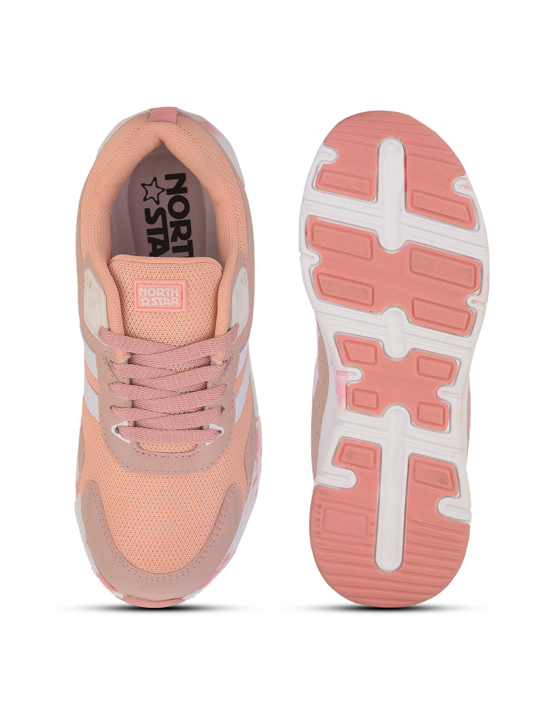 North Star Women's Peach Casual Lace-up Sneakers - Peach