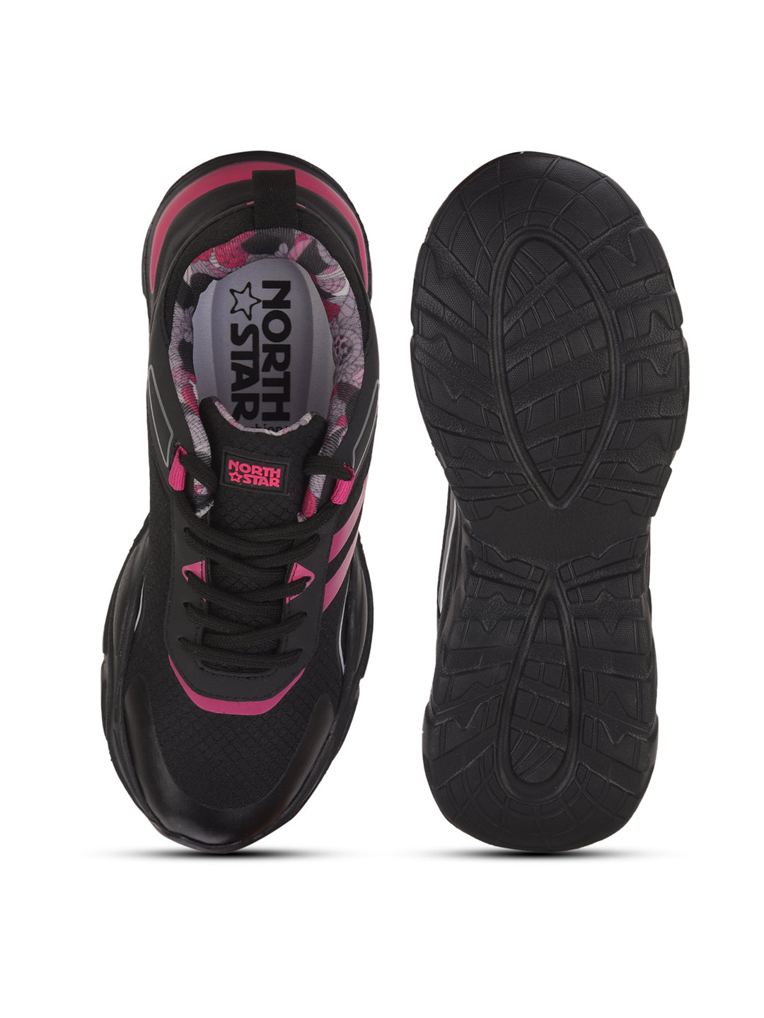 North Star Women's Black Casual Lace-up Sneakers - Black
