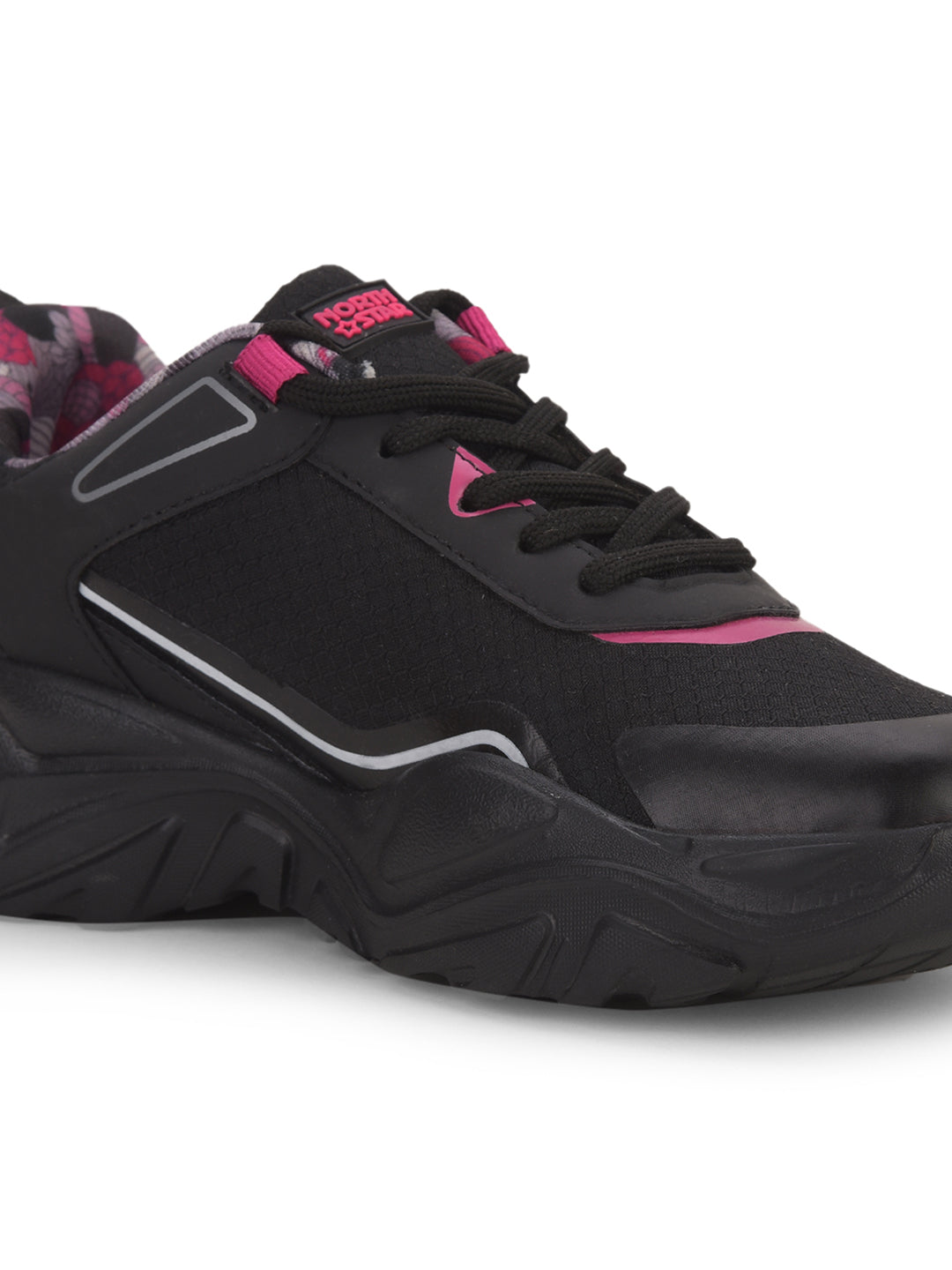 North Star Women's Black Casual Lace-up Sneakers - Black