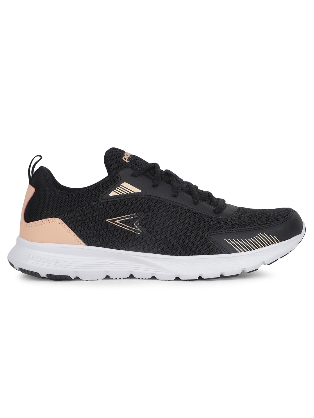 Power Women Black Lace-up Sports Shoes - Black - View 2