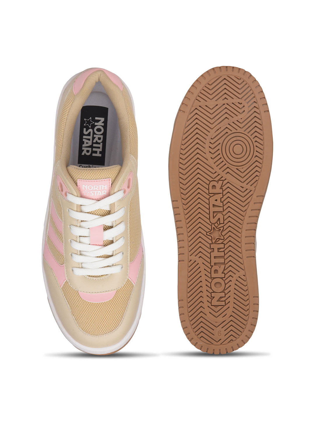 North Star Women Beige Casual Lace-up Sneakers - Beige - View 4
