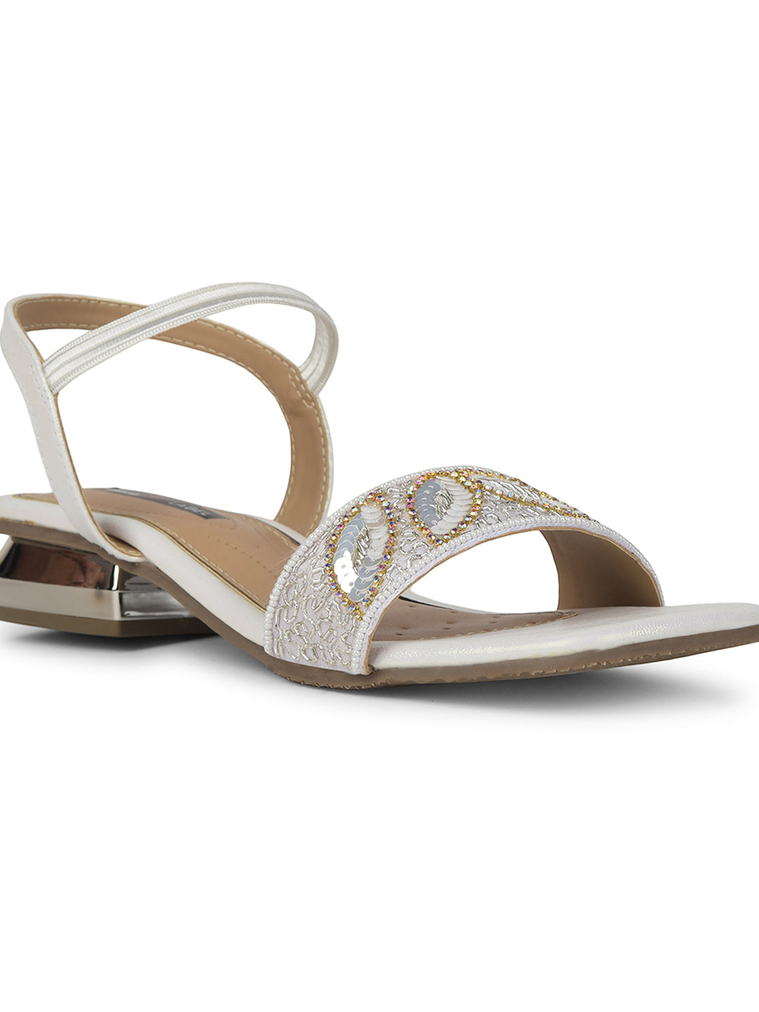 Bata Women Silver BackStrap Block Heel Sandal - Silver - View 5