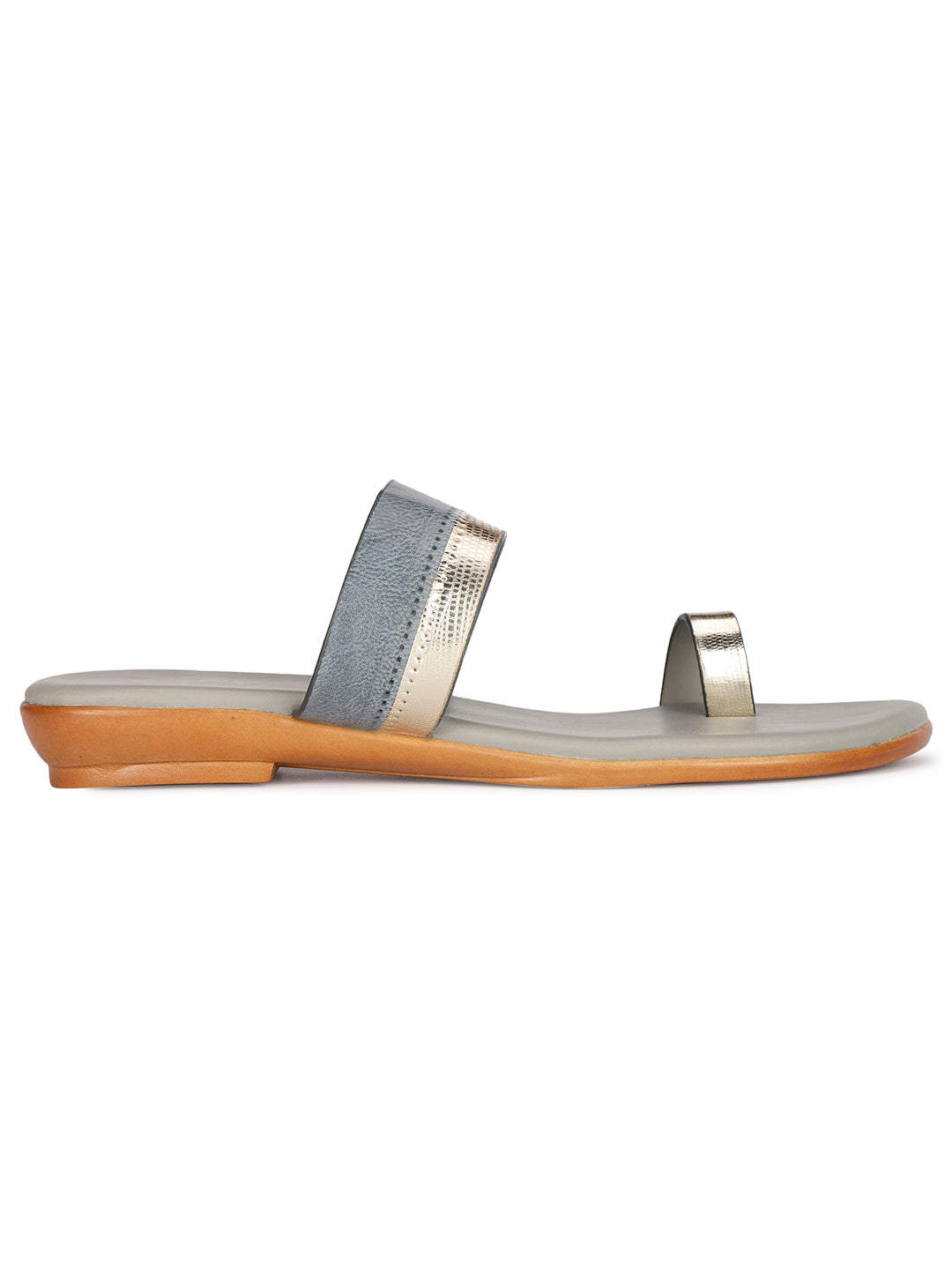 Bata Women's Grey Casual Toe Ring Flats - Grey