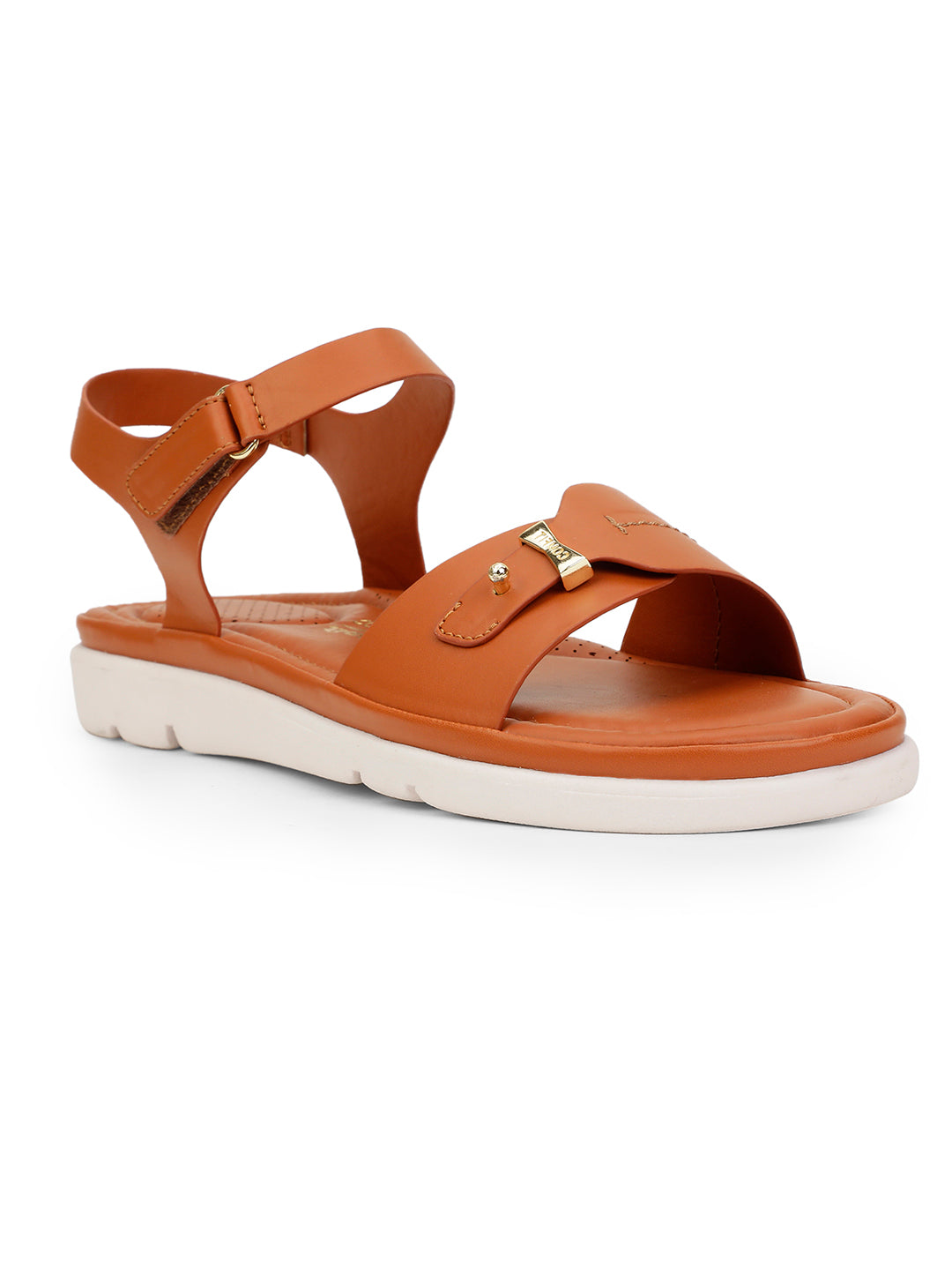 Bata Comfit Women Tan Velcro Strap Flat Sandal - Tan - View 1