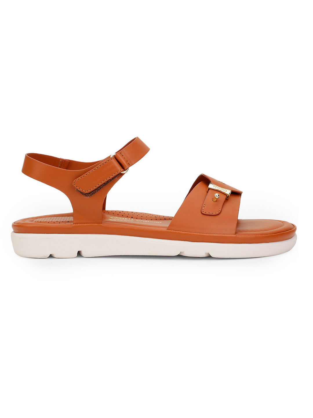Bata Comfit Women Tan Velcro Strap Flat Sandal - Tan - View 2