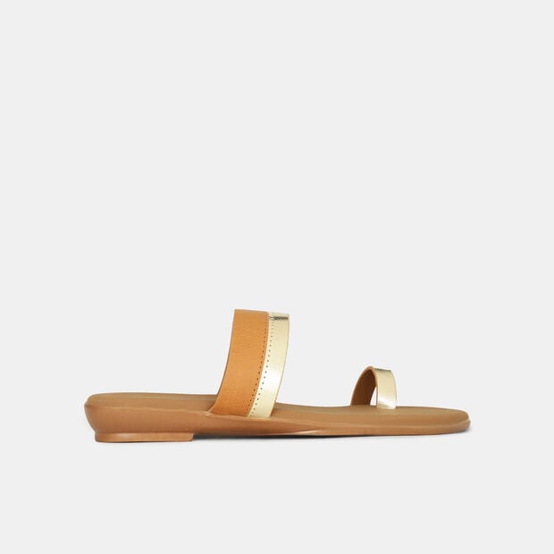 Bata Women's Tan Casual Toe Ring Flats Bata