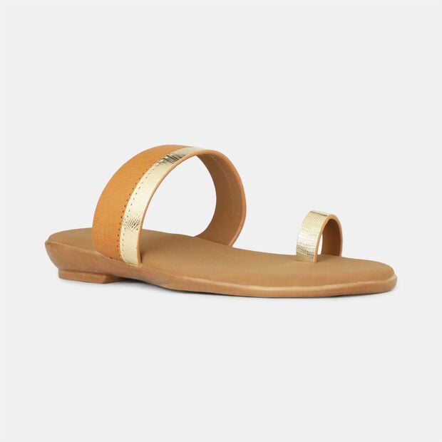 Bata Women's Tan Casual Toe Ring Flats Bata