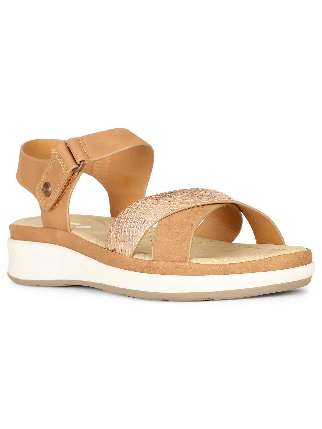 Bata Comfit Women Light Brown Velcro Strap Wedge Heel Sandal - Light Brown - View 1