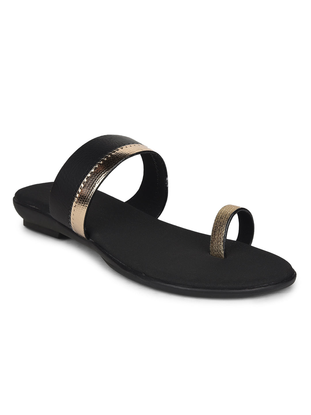 Bata Women's Black Casual Toe Ring Flats - Black