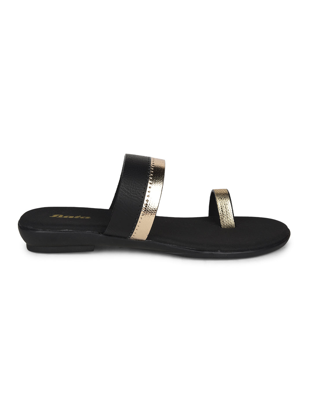 Bata Women's Black Casual Toe Ring Flats - Black