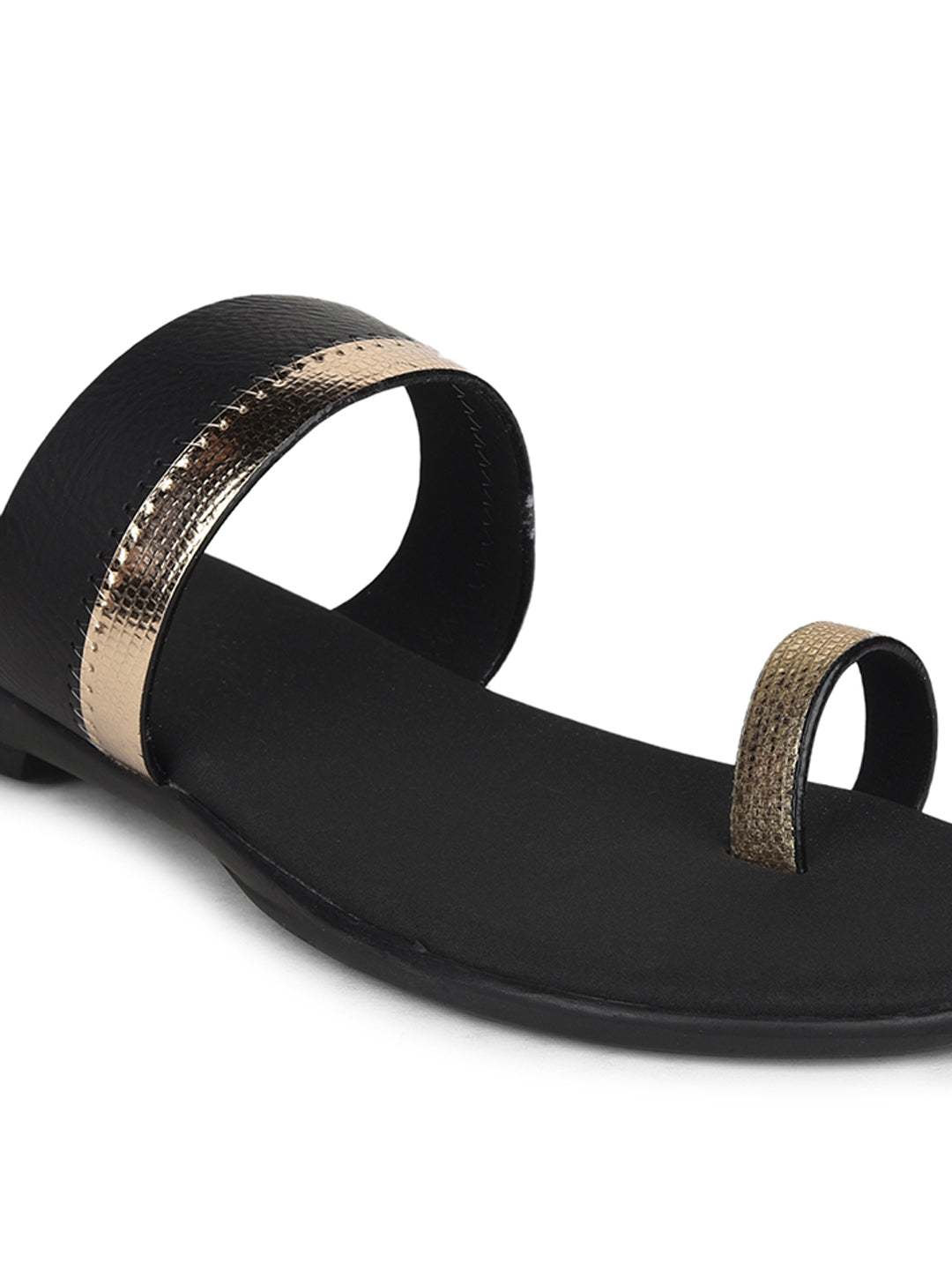 Bata Women's Black Casual Toe Ring Flats - Black