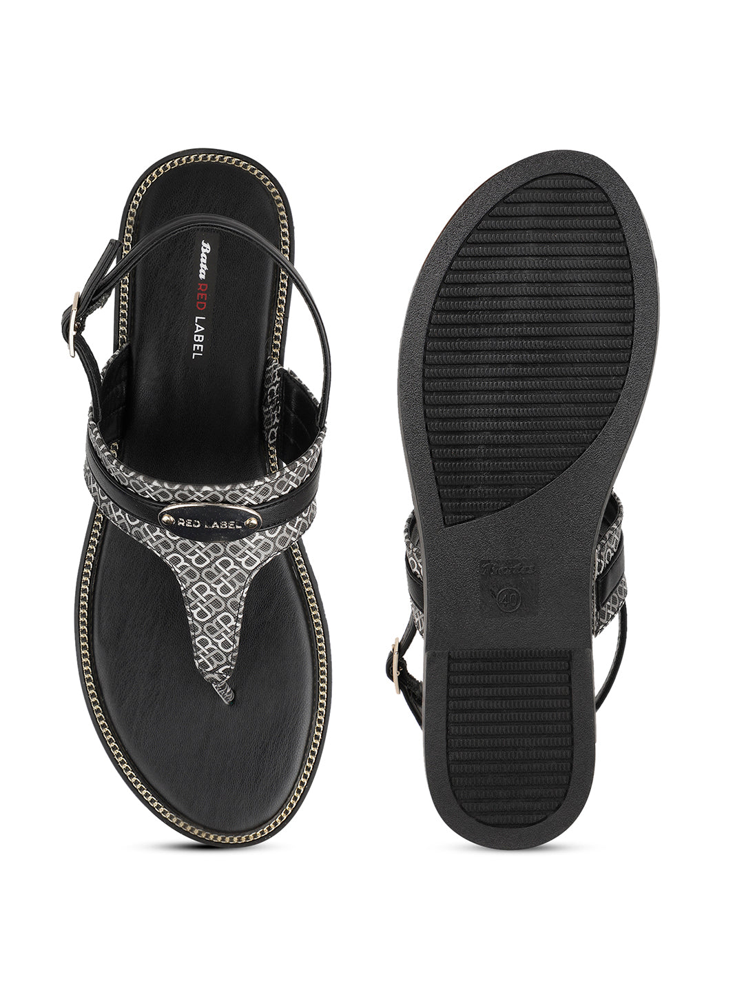 Bata Women Black BackStrap Flat Sandal - Black - View 4