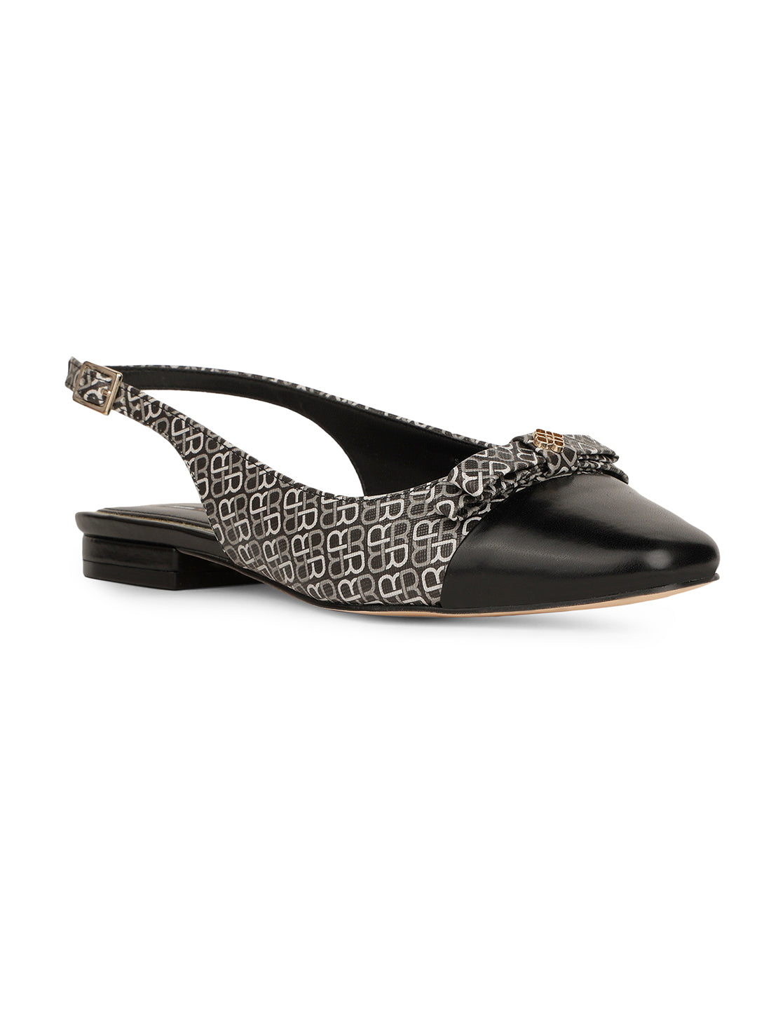 Bata Women Black Pointed-Toe Slingback Flat Sandal - Black - View 1