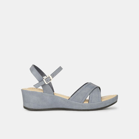 Bata Comfit Women Blue Ankle Strap Wedge Heel Sandal