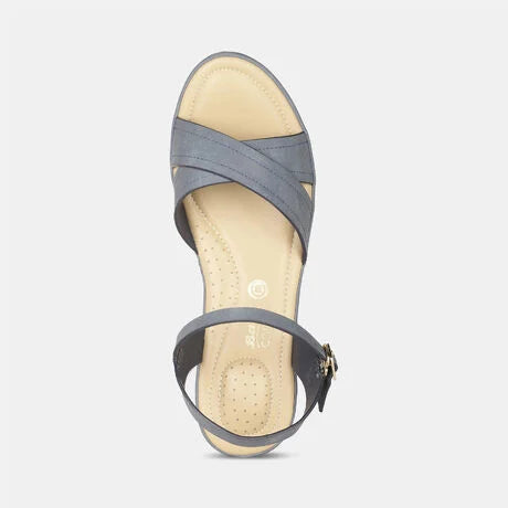 Bata Comfit Women Blue Ankle Strap Wedge Heel Sandal