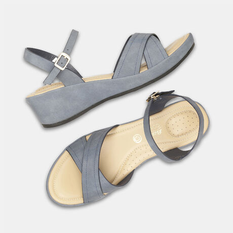 Bata Comfit Women Blue Ankle Strap Wedge Heel Sandal