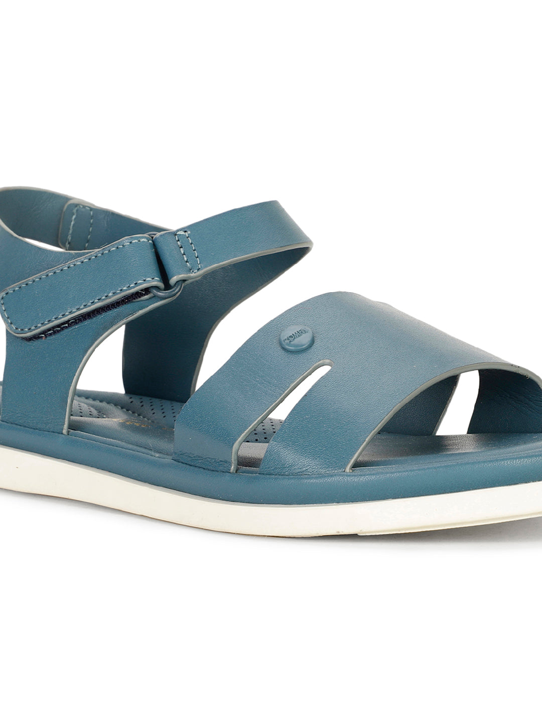Bata Comfit Women Turquoise Blue Velcro Strap Flat Sandal - Turquoise Blue - View 5