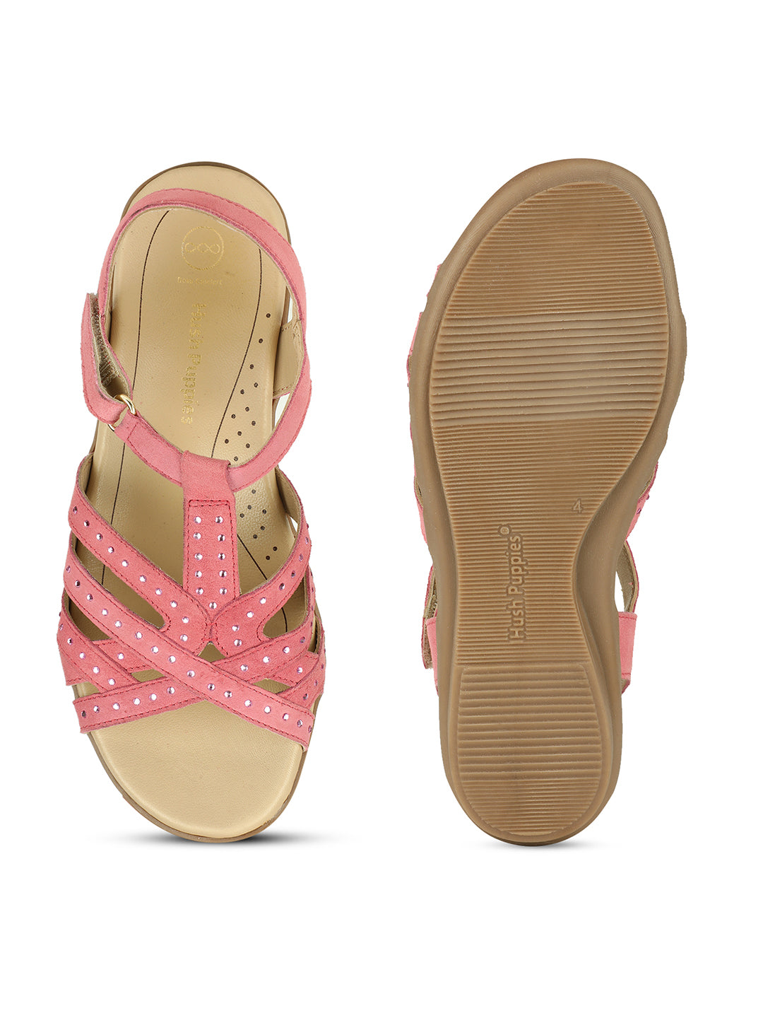 Hush Puppies Women Pink Hook and Loop Wedge Heel Sandal - Pink - View 4