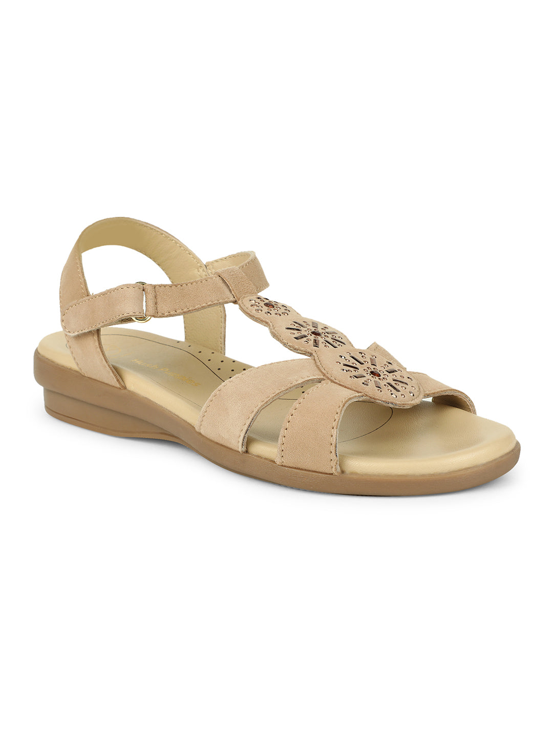 Hush Puppies Women Beige Hook and Loop Wedge Heel Sandal - Beige - View 1