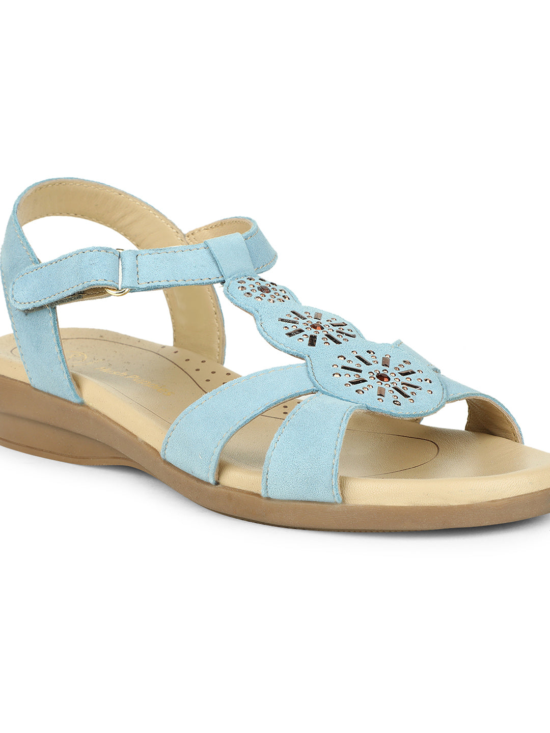 Hush Puppies Women Light Blue Hook and Loop Wedge Heel Sandal - Light Blue - View 5