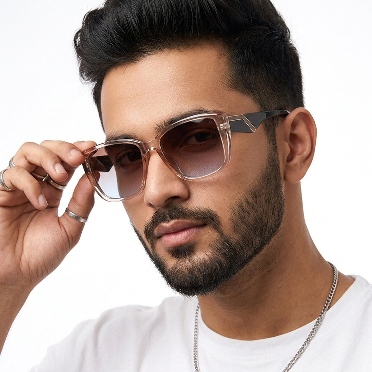 Eyejack Brown Cateye Sunglasses for Men and Women - Style 1266 - worn by a male model (image 3)
