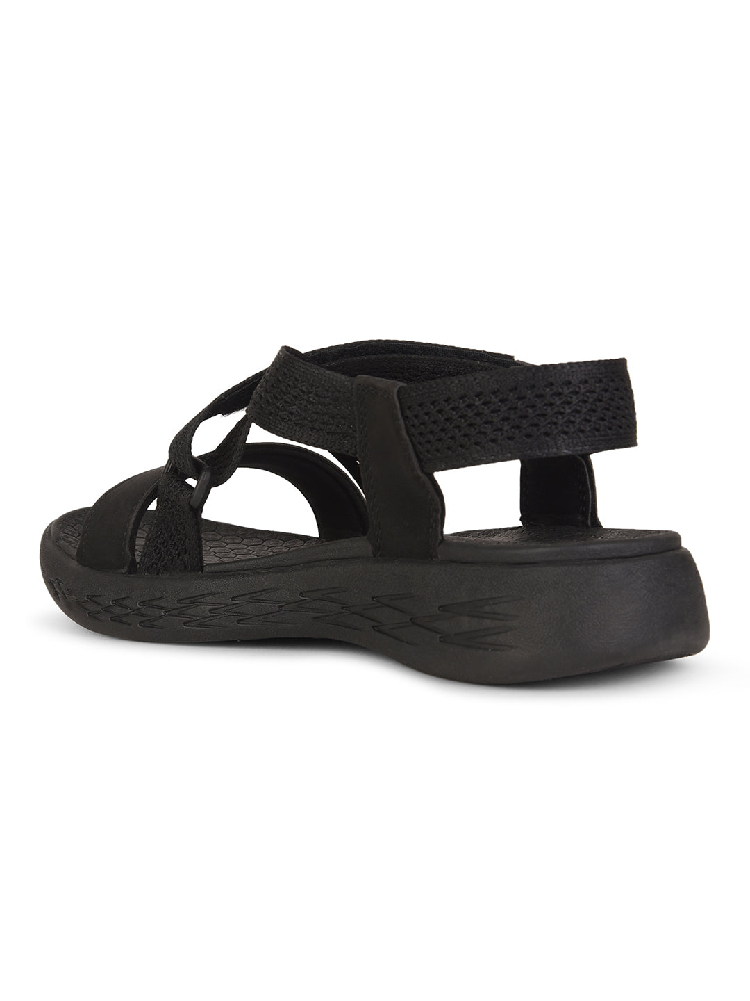Power Women Black Casual Cross-Strap Sandal - Black - View 3