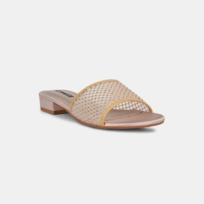 Bata Women Off White Block Heel Mule Sandal