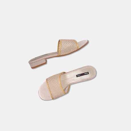 Bata Women Off White Block Heel Mule Sandal